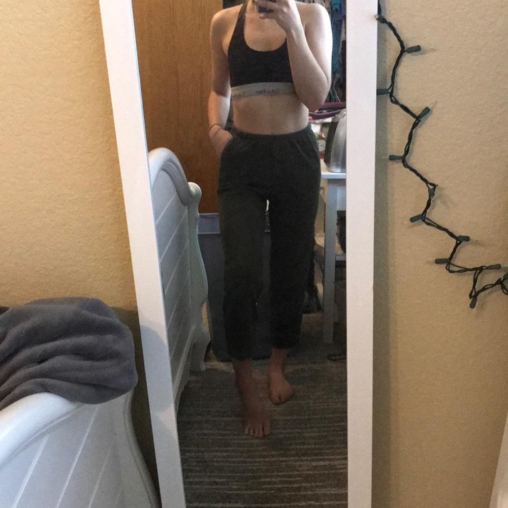 vintage green corduroy capri pants